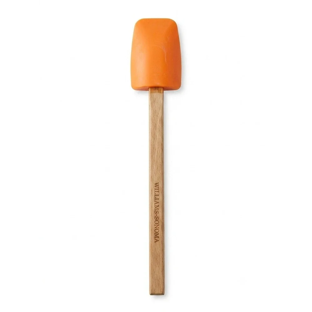 Williams-Sonoma Orange Silicone Spatula Beech Wood Handle Vintage Discontinued